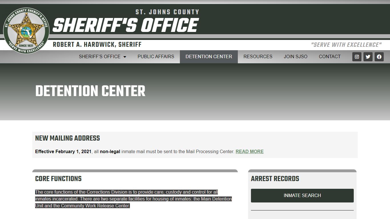 Corrections Division | St. Johns County Sheriff's Office